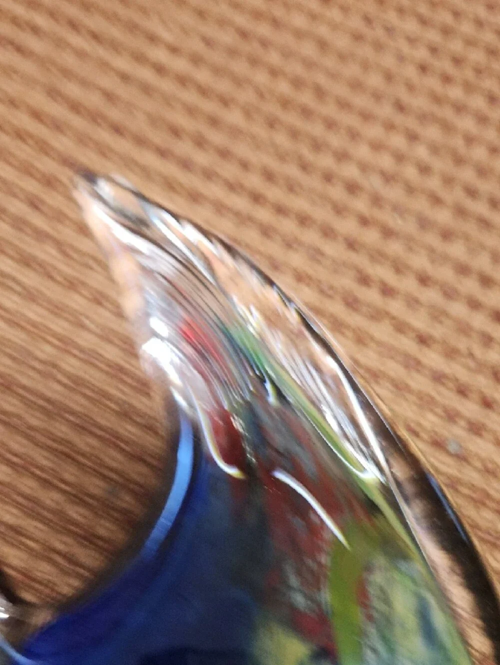 Handcrafted Glass Fish Ornament in Yellow-Green and Blue